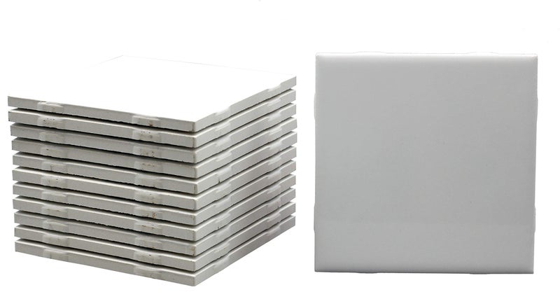 Creative Hobbies 12 Pack of Glossy White Glazed Ceramic Tiles for Alcohol Ink Painting, Decorating, Arts & Crafts, 4.25 x 4.25 Inch Square, Ready-to-Paint Ceramics - Image 2
